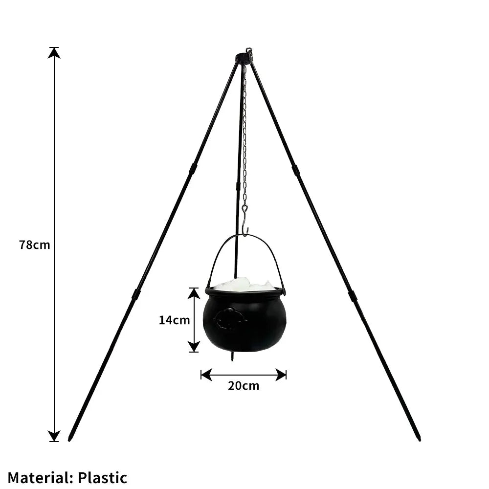 78cm Large Witch Cauldron on Tripod With Led String Light Halloween Party Decor Outdoor Hocus Pocus Candy Bowl Bucket Yard Porch