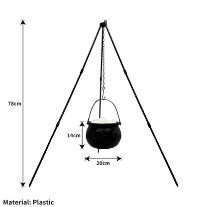 78cm Large Witch Cauldron on Tripod With Led String Light Halloween Party Decor Outdoor Hocus Pocus Candy Bowl Bucket Yard Porch