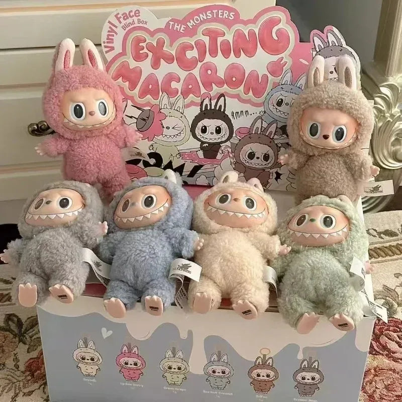 16cm Labubu the Monsters Heartbeat Macaron Enamel Face Cute Stuffed PVC Figurine Ornament Kawaii Toy Kids Birthday Gifts Kids