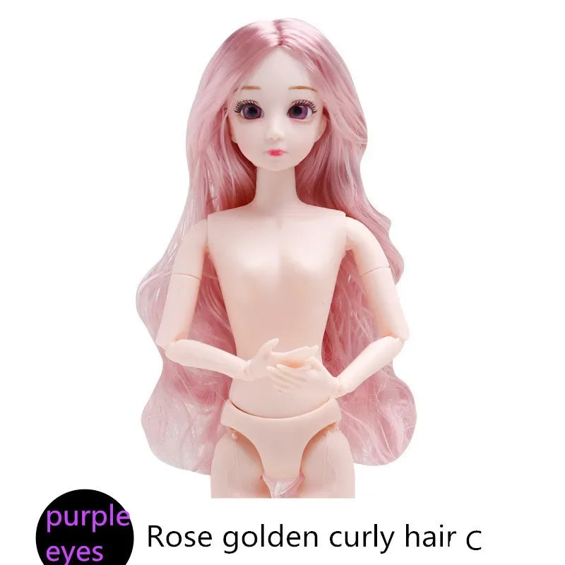 30cm 20 Movable Joints 3D Simulated Eyes Blue Purple Black Eye Long Hair 1/6 BJD Hinged Doll DIY Toy for Girls Gift