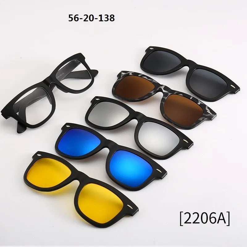 6 in 1 Custom Men Women Polarized Optical Magnetic Sunglasse Magnet Clip on Sunglasses Polarization Clip on Sun Glasses Frame