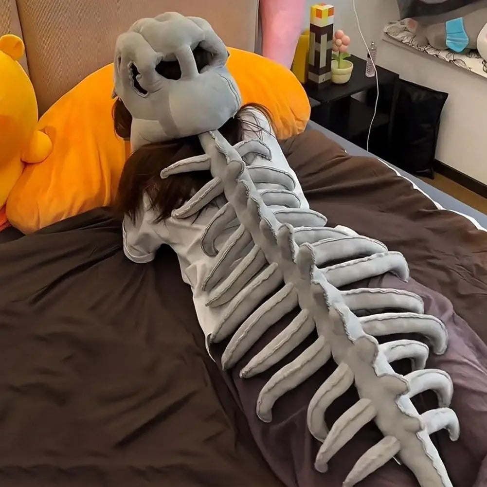 3D Dinosaur Skeleton Costume Set Halloween Realistic Dinosaur Headgear Plush Skeleton Dinosaur Costume Adult Dress-Up Jumpsuit