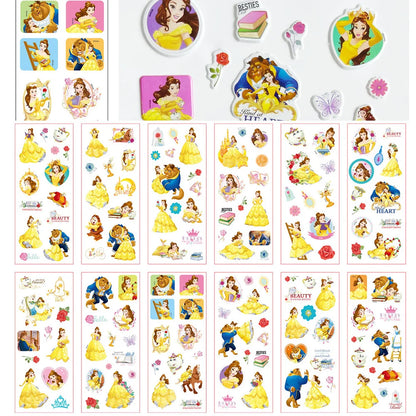 3/6/12Sheets Cute Disney Cartoon 3D Bubble Sticker Princess Mickey Mouse Cars Decals Kawaii Reward 3D Puffy Sticker for Kids Toy