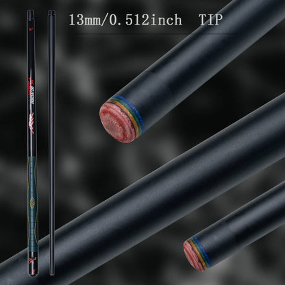 Carbon Billiard Cue Stick 13mm Tip Leopard Pattern Design Durable and High Quality Ideal for 9 Ball and Carom Billiards