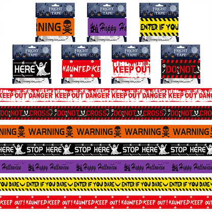 Halloween Warning Tape Signs Halloween Props Window Prop Party Danger Warning Line 580x8.5cm Halloween Decoration Witch Balloons