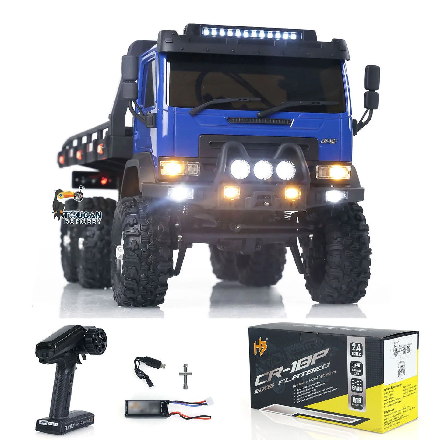 US Stock Hobby Plus CR18P 1/18 6x6 RC Rock Crawler Flatbed Truck RTR Remote Control Off Road Toy Car With 2-Speed Gear Lights
