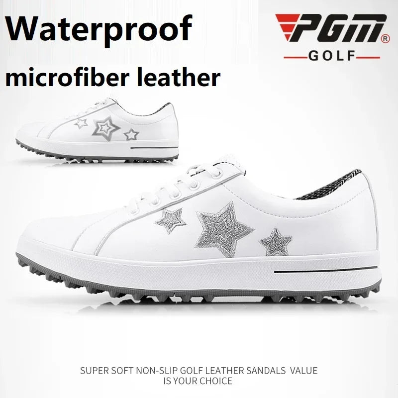 PGM Korean Women Golf Shoes Leisure Fixed Nail Waterproof Sneakers Non-Slip Girls Sports XZ113
