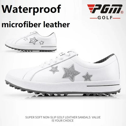 PGM Korean Women Golf Shoes Leisure Fixed Nail Waterproof Sneakers Non-Slip Girls Sports XZ113