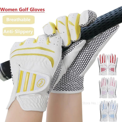 Golfist Women Golf Gloves Left Hand Right Hand Sport Mitten Quality PU Non-Slip Golf Gloves Breathable Palm Protection Handcover