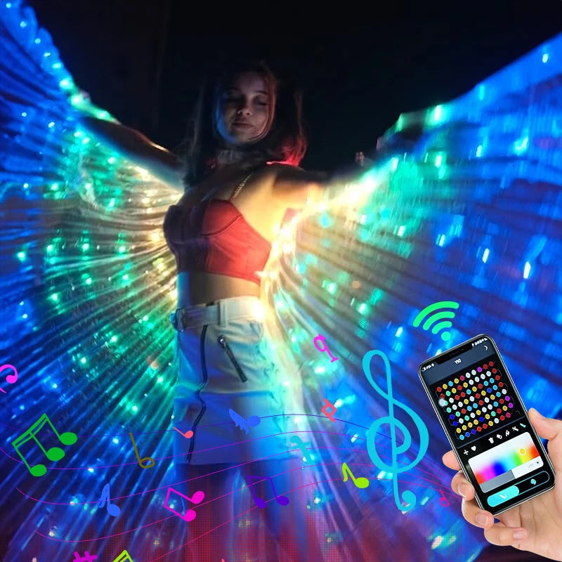 Belly Dance RGB IC LED Wings With Smart Remote Control DIY Colorful Fluorescent Butterfly Costumes Halloween Dress Up for Adults