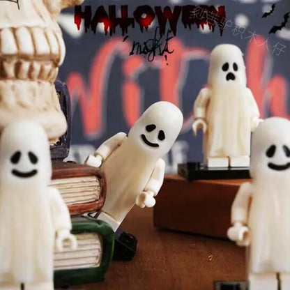 Horror Halloween Movie Stay Puft Luminous Smiling Crying Ghost Vitruvius Model Building Blocks Enlighten Brick Toys for Children