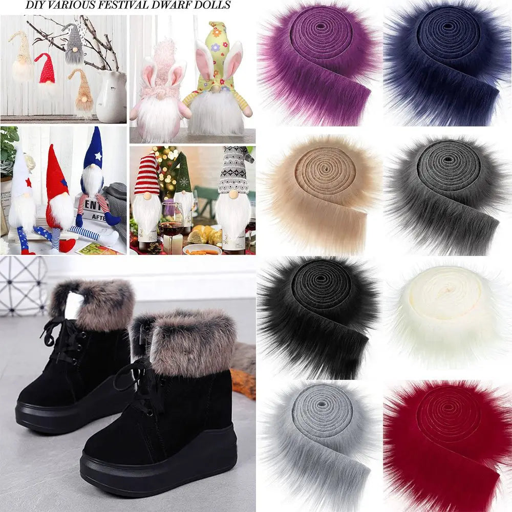 1.5M Winter Costume Fluffy Apparel Sewing Trimming Trim Fabric Roll Long Plush Fur Fabric Faux Fur Ribbon Tapes Plush Fur Stripe