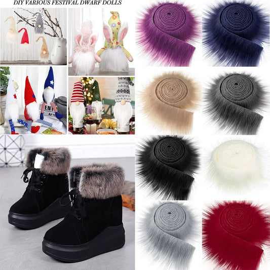 1.5M Winter Costume Fluffy Apparel Sewing Trimming Trim Fabric Roll Long Plush Fur Fabric Faux Fur Ribbon Tapes Plush Fur Stripe