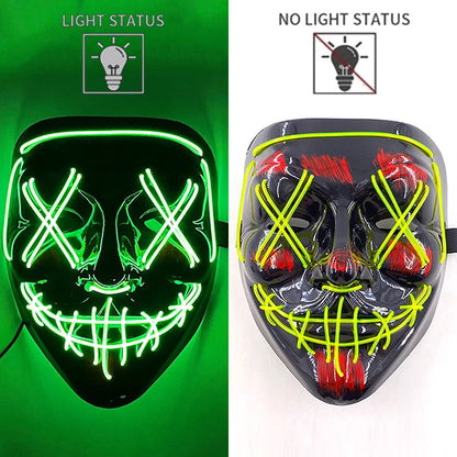 New Designed Glowing Halloween Party Mask Flashing LED Masks EL Neon Light Cosplay Mask Costume Props Glow Party Supplies