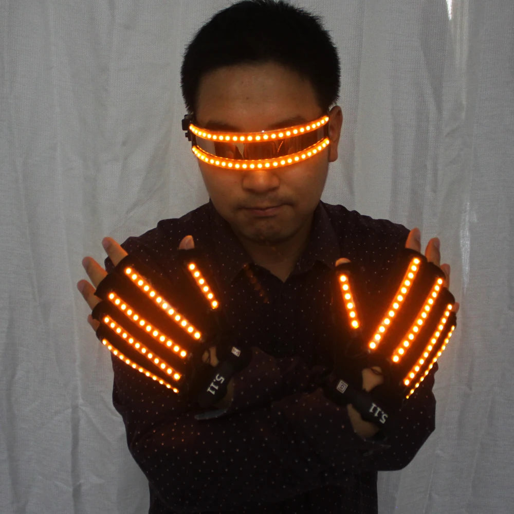 LED Glow Gloves Rave Light Flashing Finger Lighting Glow Mittens Magic Black Luminous Gloves Party Supplies Halloween