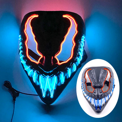 New Arrival Halloween Mask Horror Venom  LED Luminous Mask Cosplay Costume Makeup Prom Party