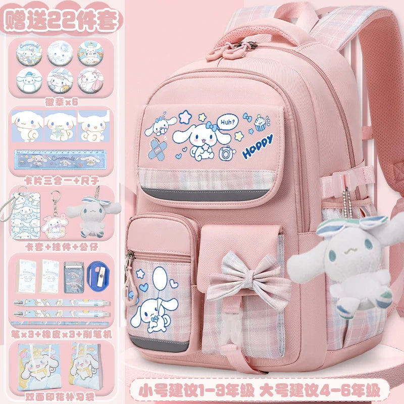 Sanrio Cinnamon Dog Cute Fashion Print School Bag for Primary School Students, Stylish Children's Back-To-School Backpack