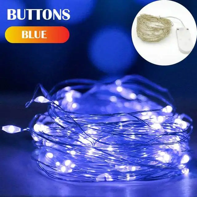 5 Colors LED Outdoor Light String Fairy Garland Battery Power Copper Wire Lights for Christmas Festoon Party Wedding