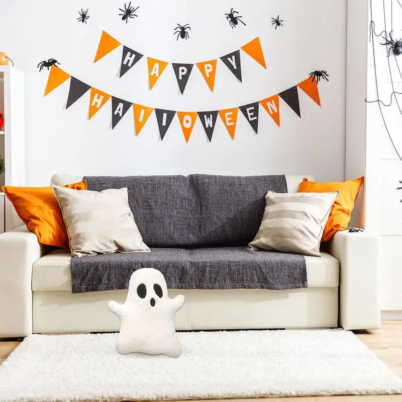 32cm Cute Halloween Pillow Stuffed Ghost Throw Pillow Soft Cartoon Ghost Doll Toy Stuffed Plushie Home Halloween Decorations