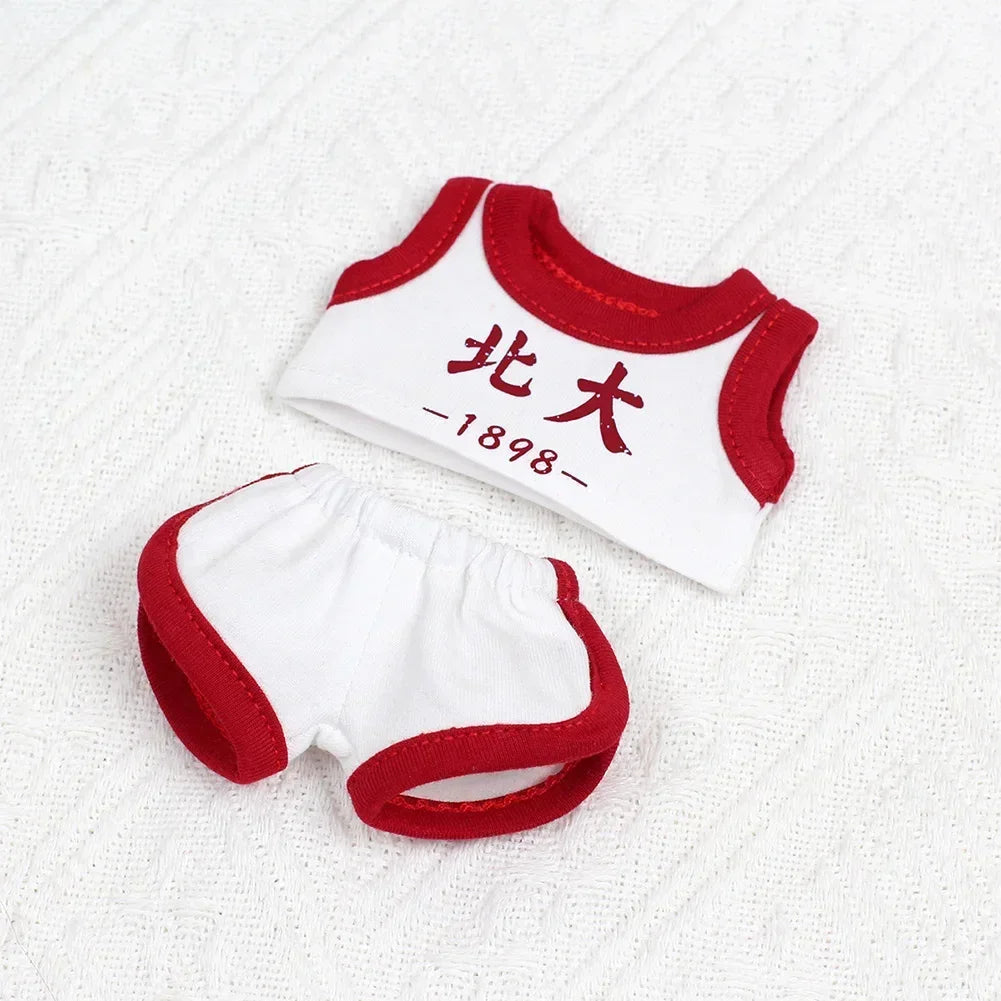 17cm Mini Plush Doll's Clothes Outfit Accessories for Korea Kpop Exo Labubu Idol Flower Shirt Leather Jacket Skirt Clothing Gift