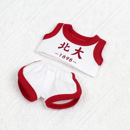 17cm Mini Plush Doll's Clothes Outfit Accessories for Korea Kpop Exo Labubu Idol Flower Shirt Leather Jacket Skirt Clothing Gift