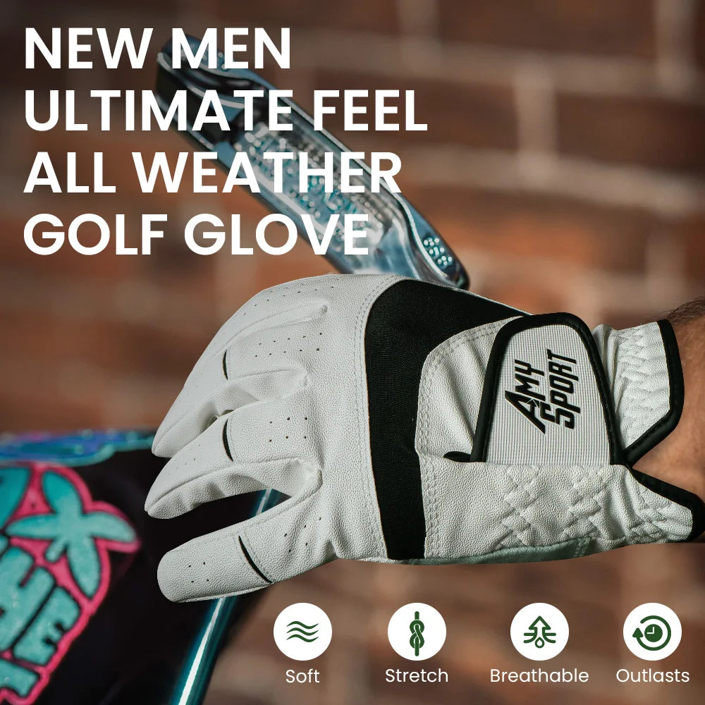 5/10 Pack Men's Golf Gloves for Left Hand  Synthetic Leather, Golf Glove for Right Handed Golfer All Weather Grip