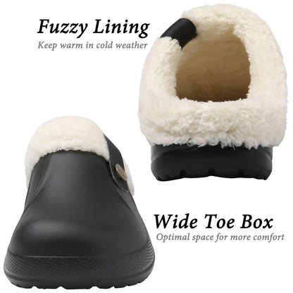 Evshine Winter Warm Clogs Men Waterproof Garden Slippers Fur Clogs Slippers Fuzzy Plush Slippers Bedroom Shoe for Indoor Outdoor