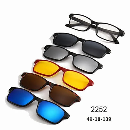 6 in 1 Custom Men Women Polarized Optical Magnetic Sunglasse Magnet Clip on Sunglasses Polarization Clip on Sun Glasses Frame