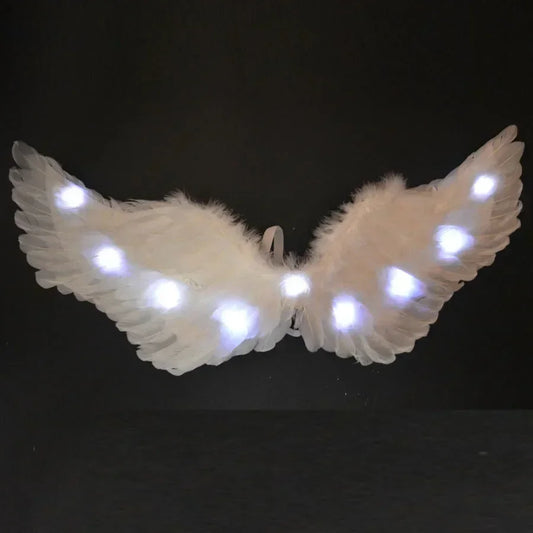 Women Girl LED Glow Light Up Angel Feather Wing Fairy Wings Props Birthday Wedding Party Christmas Halloween Costume Cosplay