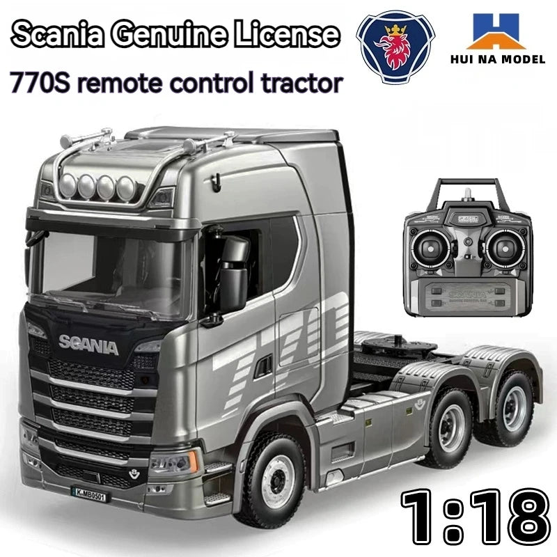 Huina Scania 770s 1:18 Scale RC Tractor Alloy Model Full Proportional Throttle 4WD 19 Channel Remote Control Car Toy for Kids