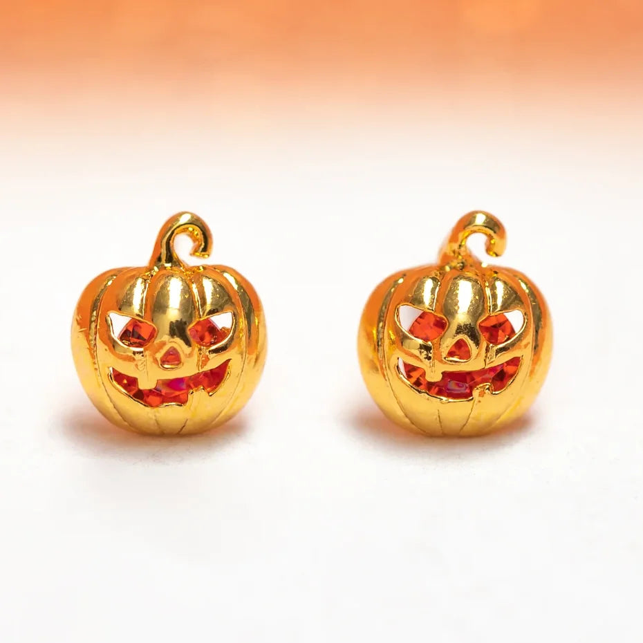 New Halloween Gothic Cute Oil Drip Pumpkin Ghost Skull Stud Earrings for Women Fashion Jewelry Gift Wholesale