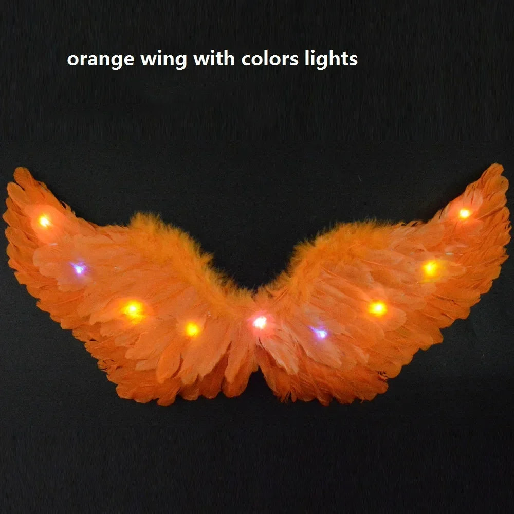 Princess Women Kids LED Glow Light Angel Feather Wing Fairy Girls Props Party Costume Wedding Decoration Christmas  Halloween
