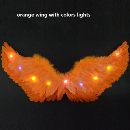 Princess Women Kids LED Glow Light Angel Feather Wing Fairy Girls Props Party Costume Wedding Decoration Christmas  Halloween