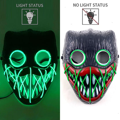 New Halloween Horror Party Mask Cosplay Movie Mask Neon LED Luminous Mask EL Cold Light Fluorescent Mask Masquerade Décor