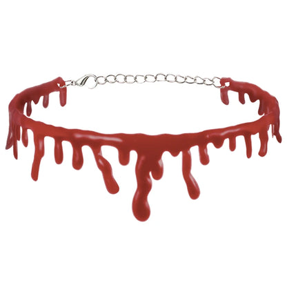 Halloween Dripping Blood Necklace Horror Vampire  Bloody Choker for Halloween Decoration Cosplay Costume Party Accessories
