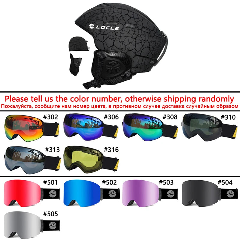 LOCLE Men Skiing Helmet Women Children Boys Girls Ski Helmet Skating Skateboard Snowmobile Motorcycle Helmets Size 52-64cm