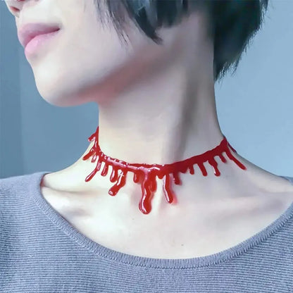 Halloween Dripping Blood Necklace Horror Vampire  Bloody Choker for Halloween Decoration Cosplay Costume Party Accessories