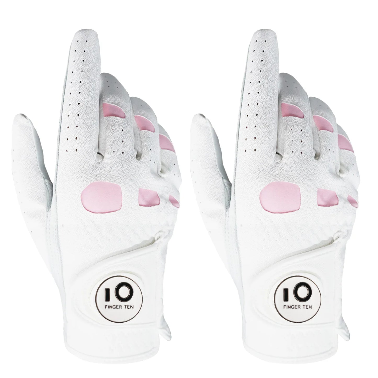 2 Pack or 1 Pair Cabretta Leather Womens Golf Gloves With Ball Marker Left Right Hand Extra Grip Ladies Sizes S M L XL