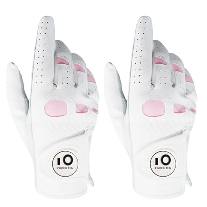 2 Pack or 1 Pair Cabretta Leather Womens Golf Gloves With Ball Marker Left Right Hand Extra Grip Ladies Sizes S M L XL