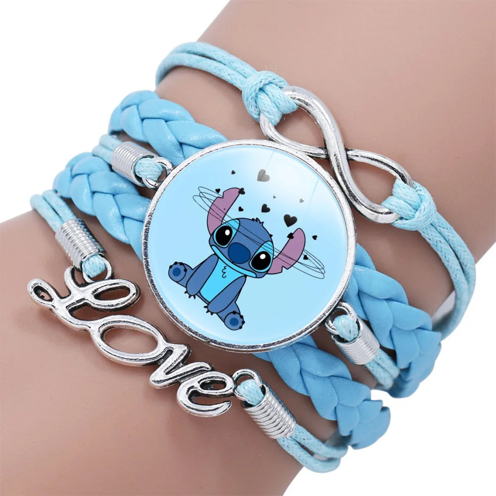 Disney Stitch Bracelet Cartoon Lilo & Stitch Anime Figures Print Cute Wristand Present Kids Toys Girls Christmas Party Gift Toy