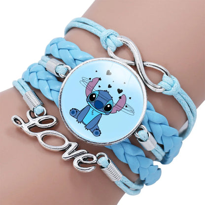 Disney Stitch Bracelet Cartoon Lilo & Stitch Anime Figures Print Cute Wristand Present Kids Toys Girls Christmas Party Gift Toy