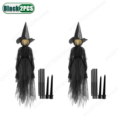 3PCS Halloween Colourful Glow Three Hand-Holding Witches Sound-Activated Hand-Holding Witch Halloween Light Up Decoration Props