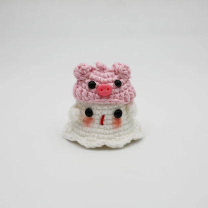 Halloween Home Decoration Handmade Knitted Witch Ghost Doll Ornament  Cute Pumpkin Ghost Keychain for Bag Pendant Christmas Gift