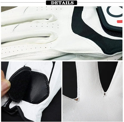 Golf Gloves Men Golfer Left Hand Right Handed Leather All Weather Grip 3 Pack