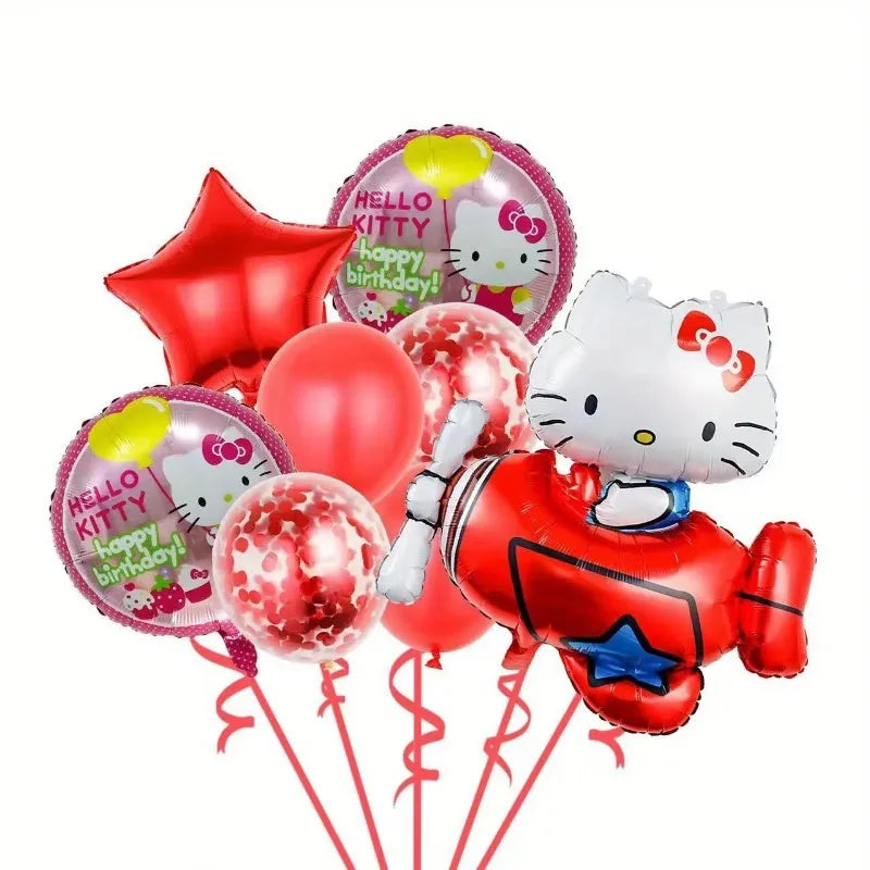 8Pcs Funny Sanrio Hello Kitty Balloon Cute Cartoon Anime KT Girl&Child Party Decoration Room Decoration Kawaii Holiday Gifts