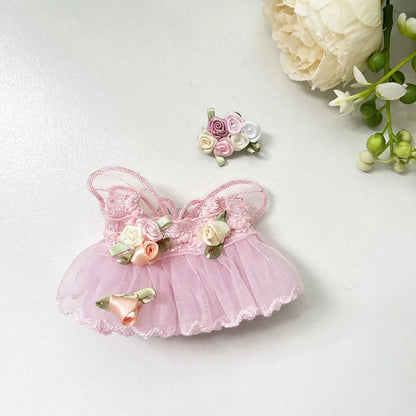 17cm Cute Mini Plush Doll'S Clothes Outfit Accessories for Labubu II Idol Dolls Flower Fairy Wedding Dress Clothing DIY Kid Gift