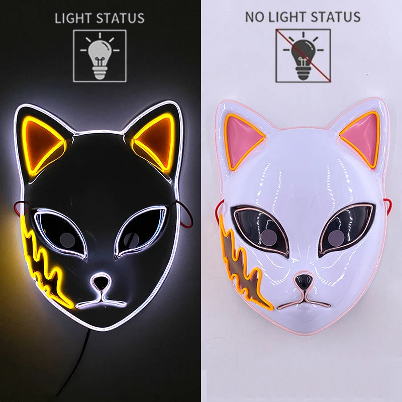 New Designed Glowing Halloween Party Mask Flashing LED Masks EL Neon Light Cosplay Mask Costume Props Glow Party Supplies