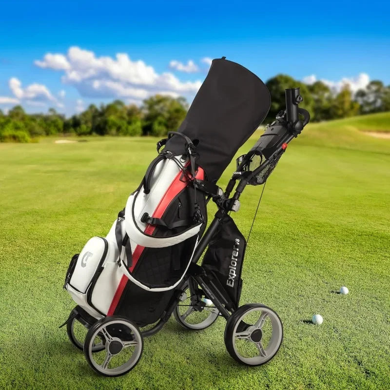 CaddyTek Explorer V8 - SuperLite 4 Wheel Golf Push Cart, Explorer Version 8