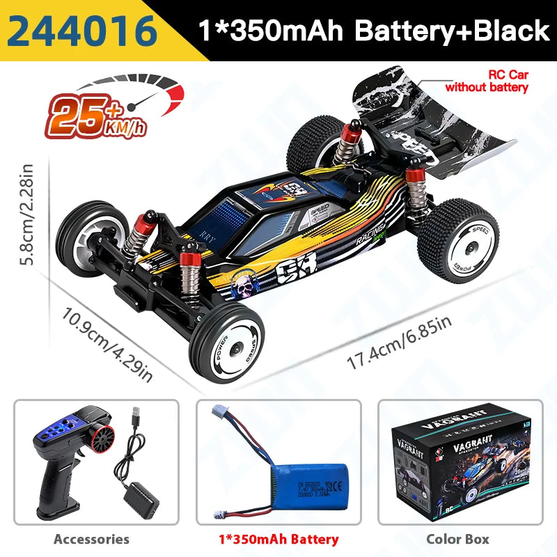 WLtoys 244016 1:24 RC Car 2.4G With DIY Lighting Electric High-Speed Competitive Racing Car Remote Control Toy for Kid Gift