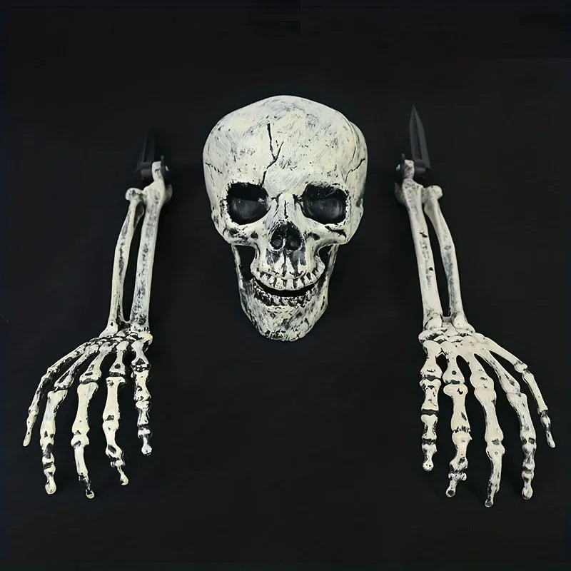 Realistic Skeleton Stakes Halloween Realistic Skull Skeleton Head Human Hand Arms for Halloween Party Home Garden Lawn Decor